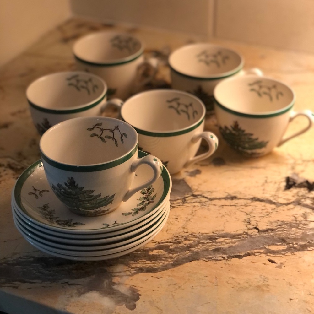 Christmas Tree cups and saucers by Spode